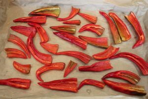 Sliced Peppers Ready for Drying